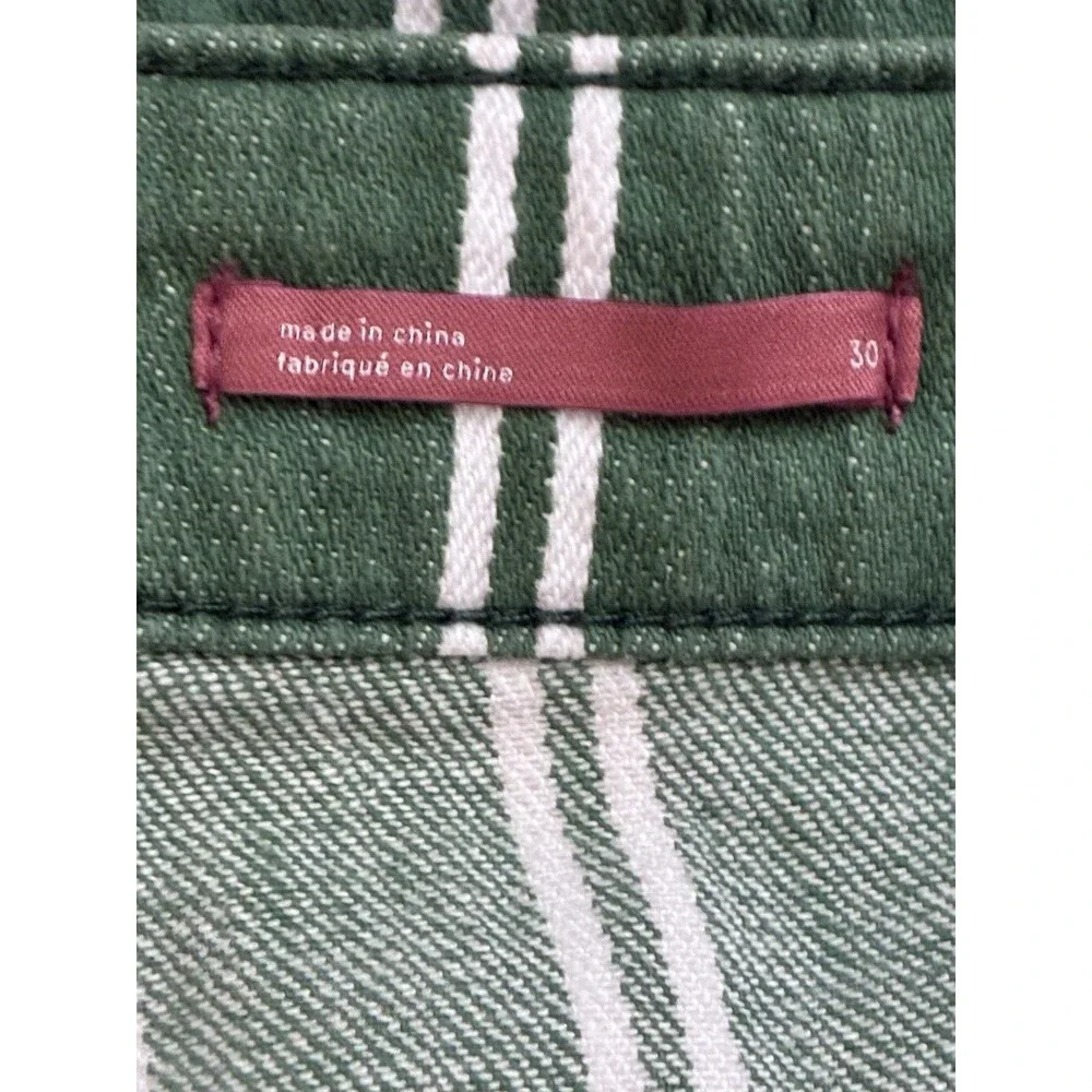 Pilcro Anthropologie Women’s Green Striped Cut Off Shorts Size 30 - Picture 4 of 7